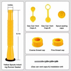 5X Replacement Gas Can Spout Nozzle Vent Kit For Plastic Gas Cans Old Style Caps
