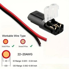 100pcs Double-Wire Plug-in Connector, Cable Clamp with Locking Buckle, AWG 18-22