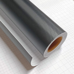 3D Carbon Fiber Vinyl Sheet Roll Twill Weave Wrap Self-Adhesive 12×60 Black