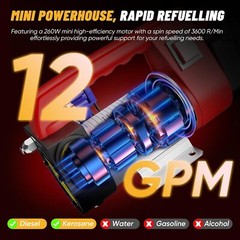 21V Cordless Electric Kerosene Transfer Pump 12GPM Fuel Diesel Pump Kit 4000mAh