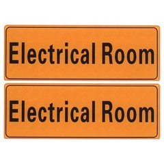 9″x3″ Electrical Room, 2Pcs Room Door Sign Self-Adhesive, Orange with Black Text