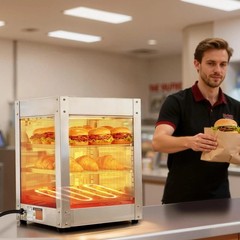 3-Tier Commercial Food Warmer Display, 800W Food Display Warmer with LED Ligh…