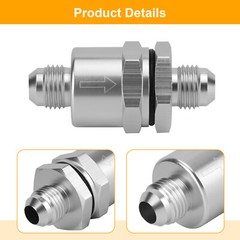 6AN Non Return One Way Inline Check Valve Fitting Aluminum-Sliver