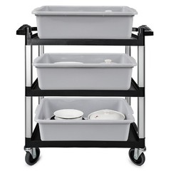 4 PACK 22 L Plastic Commercial Bus Tubs, Utility Bus Box, Gray