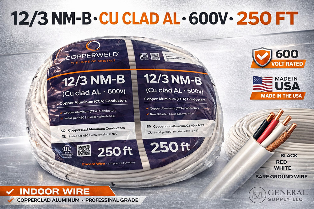 Copperweld 12 AWG 3-Conductor NM-B Copper-Clad Aluminum Building Wire 250 ft
