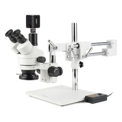 AmScope 7X-90X Trinocular Stereo Boom LED Microscope 8MP HDMI/WiFi/LAN Camera