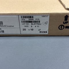 500 PCS ELNA RE3-25V100ME3#B-T36 10uF 25V Radial Electrolytic Capacitors NOS