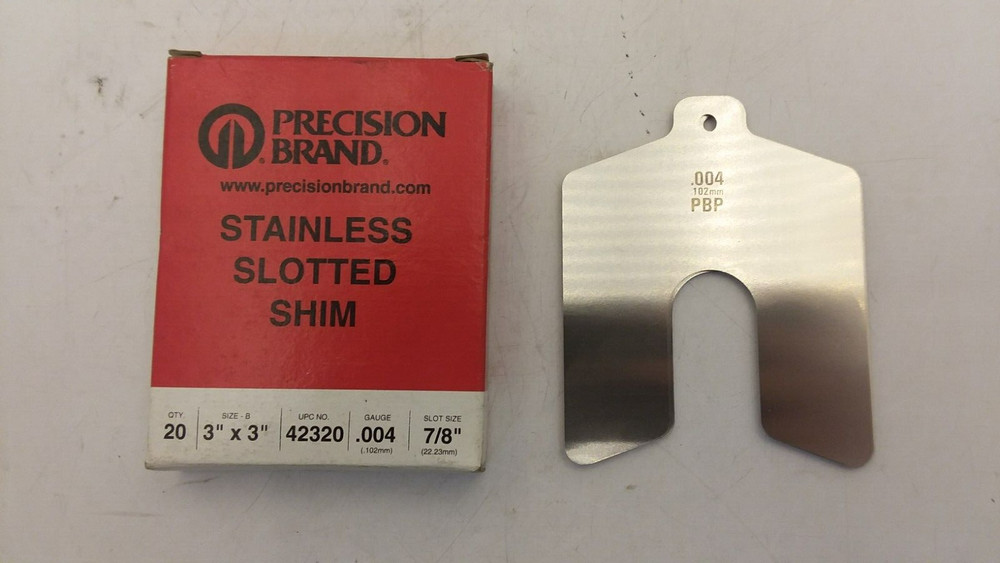 PRECISION BRAND 42320 STAINLESS STEEL SLOTTED SHIM 3″X3″ x 0.004″ THICK NIB