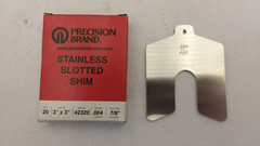 PRECISION BRAND 42320 STAINLESS STEEL SLOTTED SHIM 3″X3″ x 0.004″ THICK NIB