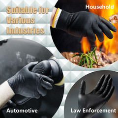 Heavy Duty 8mil Black Nitrile Gloves Diamond Textured Powder Free Industrial XXL