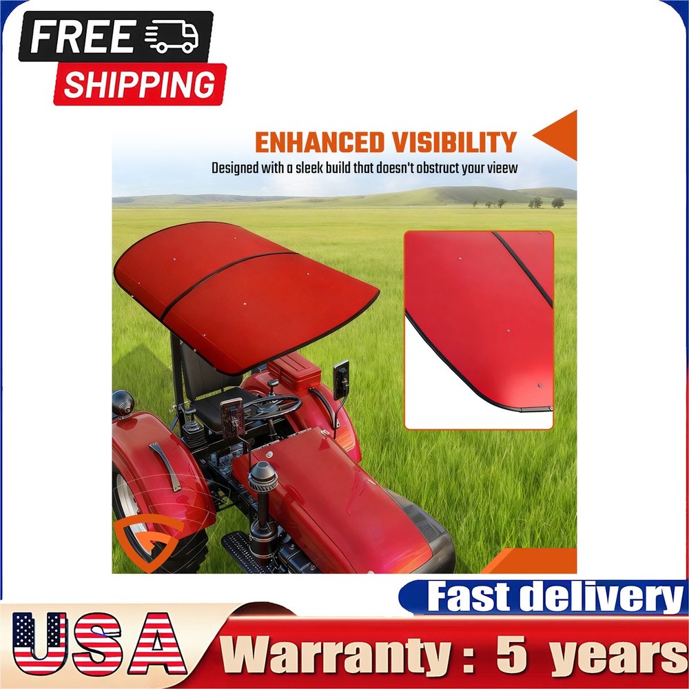 Heavy Duty Red Tractor Canopy 48″ x 52″ For 2″ x 2″ 2″ x 3″ ROPS Sun Shield
