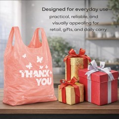 Pink Thank You Bags 100PCS T Shirt Bags Grocery Takeout Retail Bags