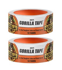 Gorilla Glue White Tape, 10 yd Roll, Incredibly Thick and Strong. Pack of 2