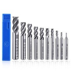 4-Flute End Mill Set, Metric CNC Milling Cutter Drill Bits Router 10Pcs