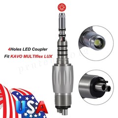 Abdent Dental Fiber Optic LED Handpiece 4 Spray/4 Hole LED Coupling Fit KAVO
