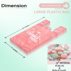 Pink Thank You Bags 100PCS T Shirt Bags Grocery Takeout Retail Bags
