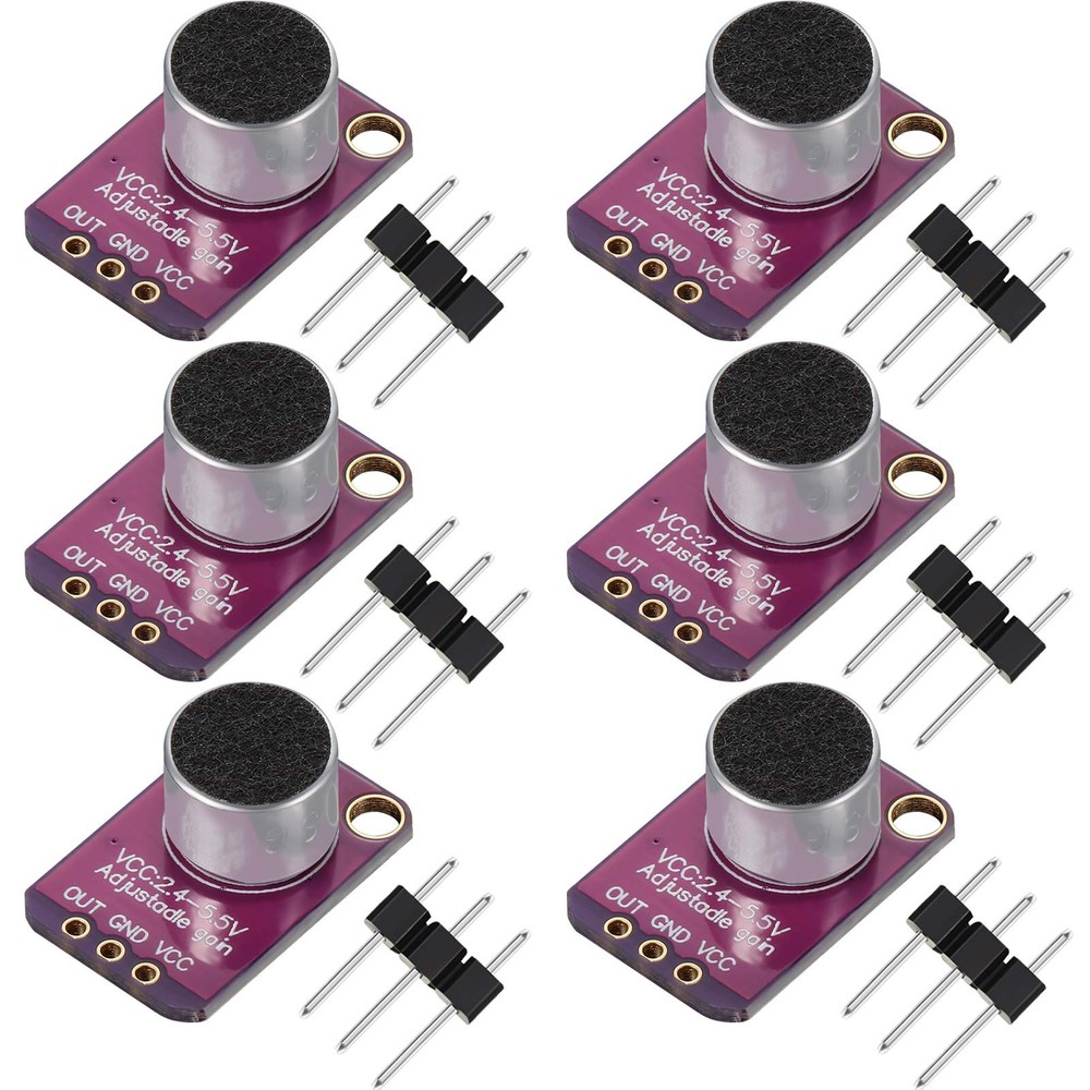 6 Pieces Electret Microphone Amplifier Module MAX4466 Adjustable Gain Blue…