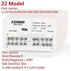 AZDENT Dental Orthodontic Brackets Braces Metal Mini Roth/MBT .022 Hooks 345