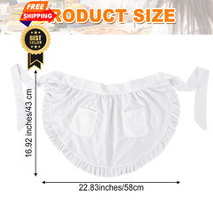 Qianyu Women’s Waitress Kitchen Cleaning Half Apron White One Size,