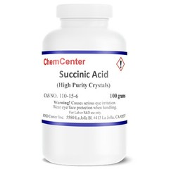 Succinic Acid, High Purity, Crystalline Powder, 500 grams