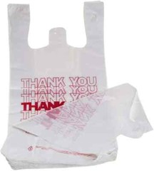 Bags 1/6 Small 8 x 4 x 16 THANK YOU T-Shirt Plastic Grocery Shopping Bags white