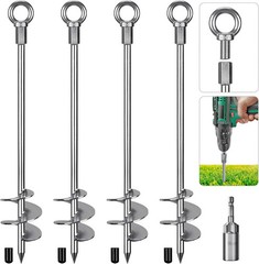 30” Ground Anchors Screw in Heavy Duty 12Mm Solid Steel, 3″ Spiral Blade with S