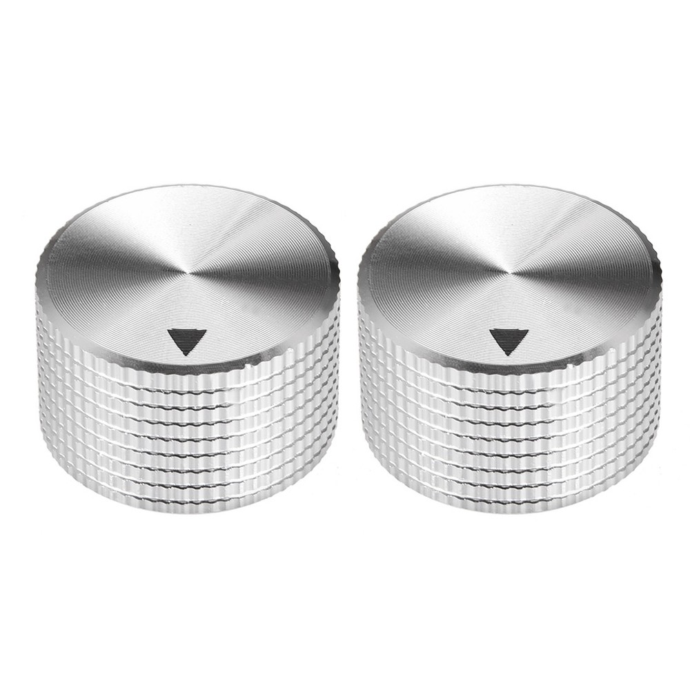 2 x Stereo Knob 25x6x15.5mm Aluminium Volume Knob Silver Textured Surface