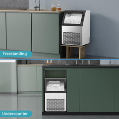 Commercial Ice Maker Machine,80Lbs/24H Stainless Steel Ice Machine,24Lbs Storage