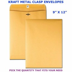 9″ x 12″ Kraft Metal Clasp Envelope – Heavyweight 28# Gummed – PICK YOUR OWN QTY