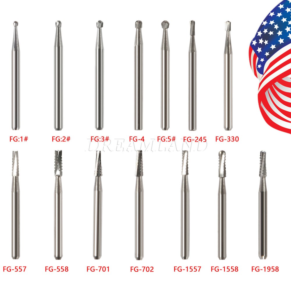 10-100Pcs Dental Carbide Burs fit for High Speed Handpiece Round Cone Bur FG 1.6