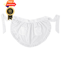 Qianyu Women’s Waitress Kitchen Cleaning Half Apron White One Size,