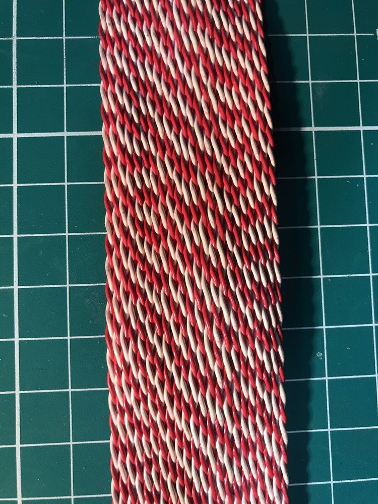 Flat Ribbon Cable 44 Conductor Red / White Twisted Pair by the Foot – for props