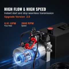 VEVOR Hydraulic Pump 6 Quart Double Acting Dump Trailer Pump Power Unit DC 12V