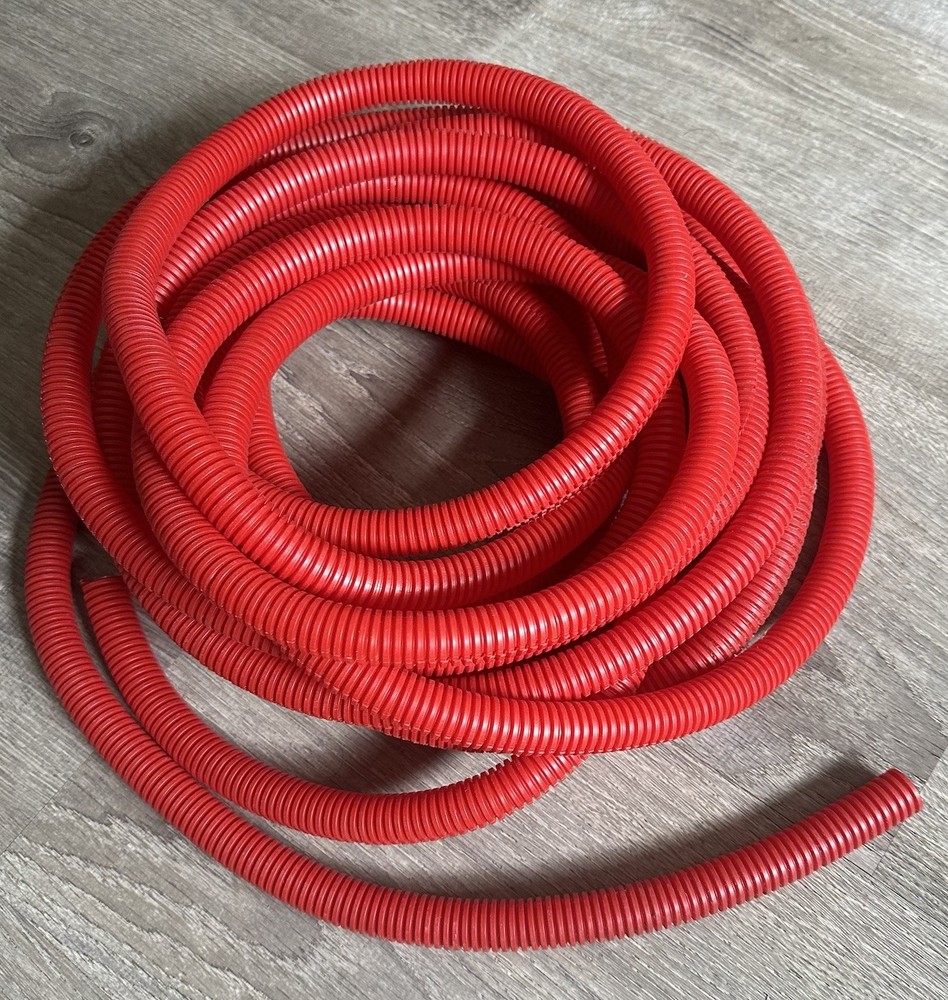 Split Wire Loom Flex Tubing Cable Corrugated Conduit Polyethylene Red 3/4” 35ft