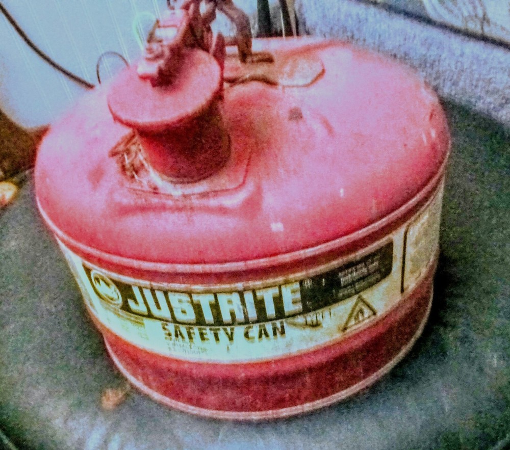 Used Justrite 2 1/2 Gallons Safety Can Type I, Galvanized Steel, Red