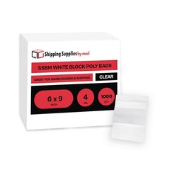 4 Mil Clear Reclosable Poly Bags with White Block Zipper 6″ x 9″ Pack of 1000