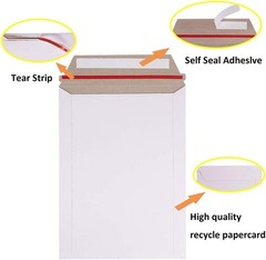 100- 1000 White Flat Photo Mailers Document Envelopes Cardboard Self Seal Mailer