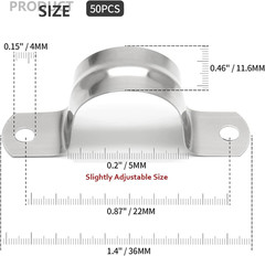 50Pcs M5 Stainless Steel Conduit Clamps, 0.2 inch Two Hole Strap U Bracket Ri…