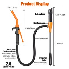 Battery Powered Electric Fuel Transfer Siphon Pump Gas Oil Water Liquid 2.4 GPM