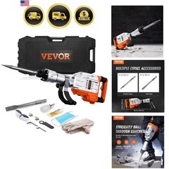 Demolition Jack Hammer, 3500W Jack Hammer Concrete Breaker 1900 BPM Heavy Dut…