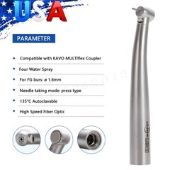 Abdent Dental Fiber Optic LED Handpiece 4 Spray/4 Hole LED Coupling Fit KAVO