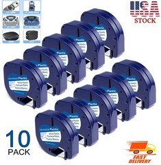 10PK Compatible Dymo LetraTag Refill 91331 Plastic 1/2” Label Tape LT-100H QX50