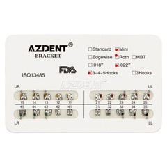 AZDENT Dental Orthodontic Brackets Braces Metal Mini Roth/MBT .022 Hooks 345