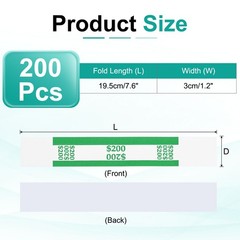 200Pcs Money Band 200 Dollar Money Bill Wrapper Self-Adhesive Bill Band Green