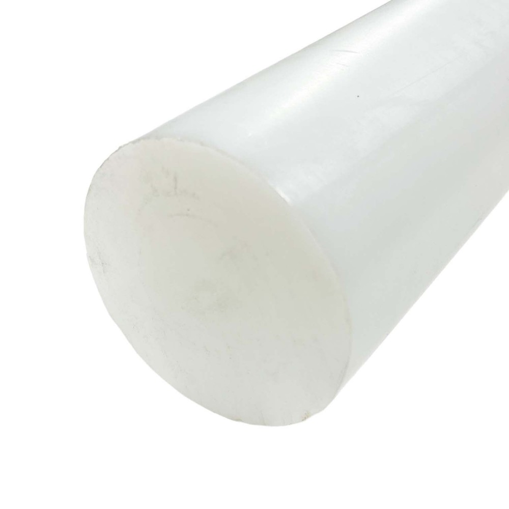 5.000 (5 inch) x 6 inches, UHMW Plastic Round Rod, White