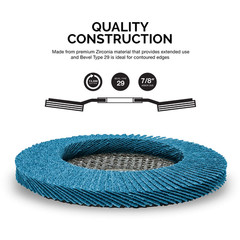 Neiko 11142A Premium Zirconia Flap Disc | 4.5″ X 7/8-Inch, 40 Grit, Bevel Type #