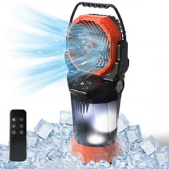 Rechargeable Battery Camping Fan Bucket Misting Fan Remote 120° Oscillating Fan