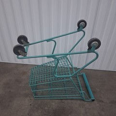Vintage 70’s Winn-Dixie Teal Child’s Small Shopping Cart 25″ Metal Grocery Buggy