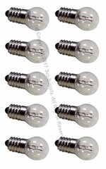 Pack of 10 E10 Miniature Screw Base Light Bulbs, 6.3V 0.5A Sci-Supply Genuine