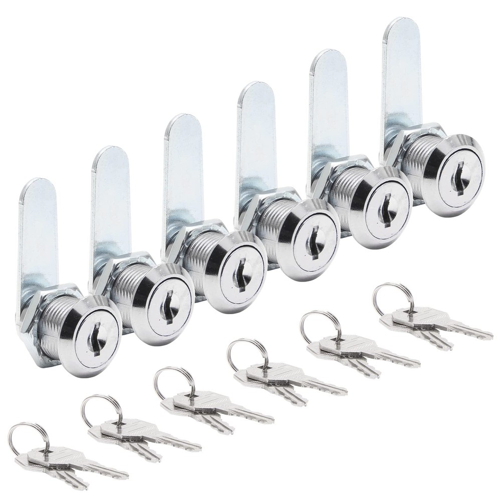 6 Pack Cam Locks Keyed Alike 3/4″ Cam Lock Set for Cabinets Drawers RV